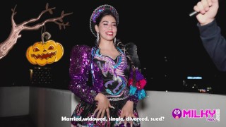 Horny milf decides to go to my apartment and not to her Halloween party – Gatidiosa